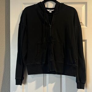 Distressed black Zip-Up Hoodie